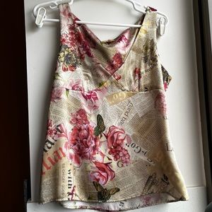 John Galliano Silk Newspaper Tank